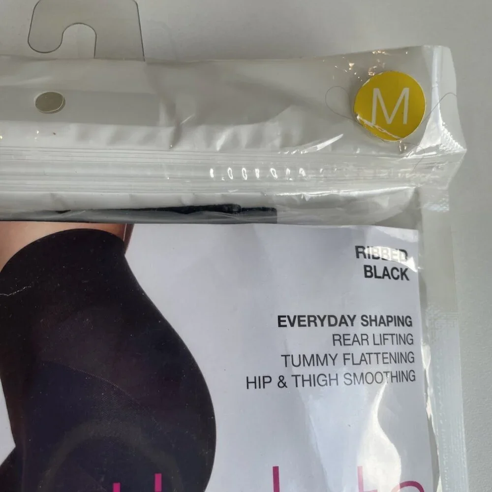 2 Shaper Tights Shapewear Size M Nude & Black Smoothes Shapes Tummy Control